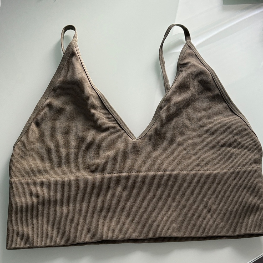 Zenana Outfitters Ribbed Bralette in Brown